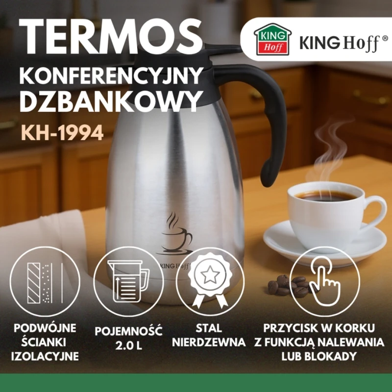 Termos stołowy konferencyjny dzbanek na kawę herbatę 2L KINGHOFF