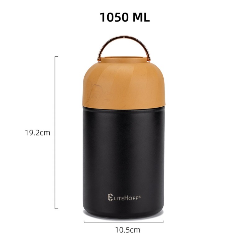 Termos obiadowy z miską i składaną łyżką 1050ml czarny