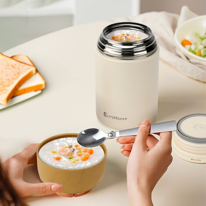 Termos obiadowy z miską i składaną łyżką 1050ml Z MISKĄ I SKŁADANĄ ŁYŻKĄ E-8248