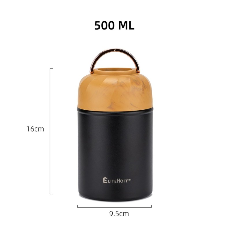 Termos obiadowy z miską i składaną łyżką 500ml czarny