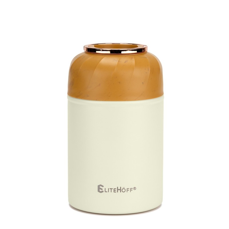 Termos obiadowy z miską i składaną łyżką 500ml beżowy
