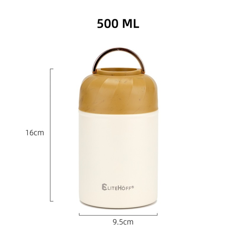 Termos obiadowy z miską i składaną łyżką 500ml beżowy