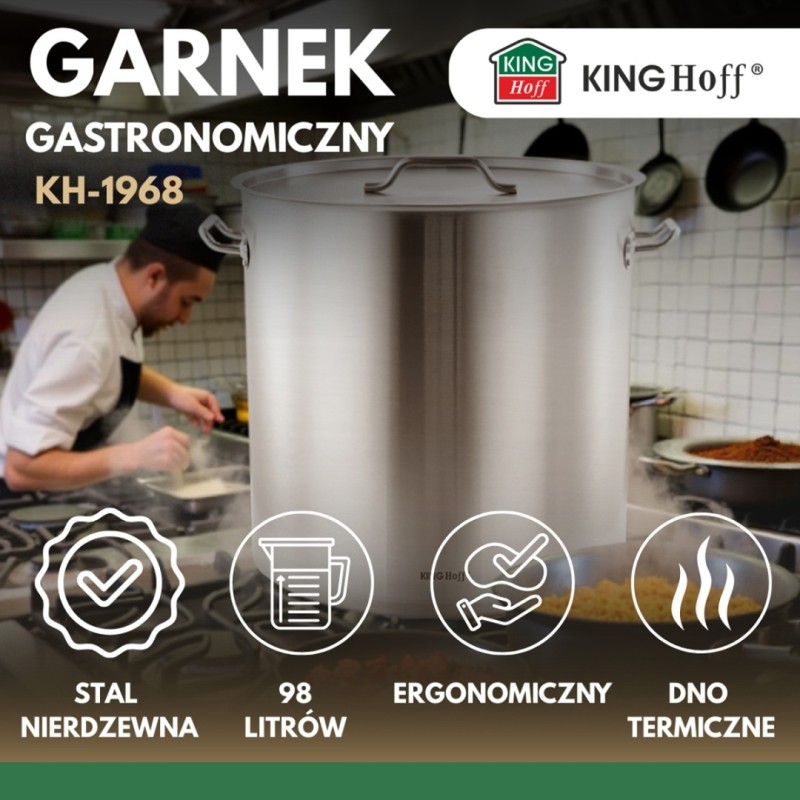 Garnek gastronomiczny z pokrywą stalową 98L KINGHOFF