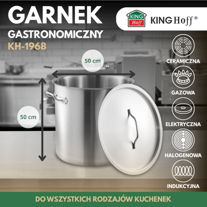 Garnek gastronomiczny z pokrywą stalową 98L KINGHOFF