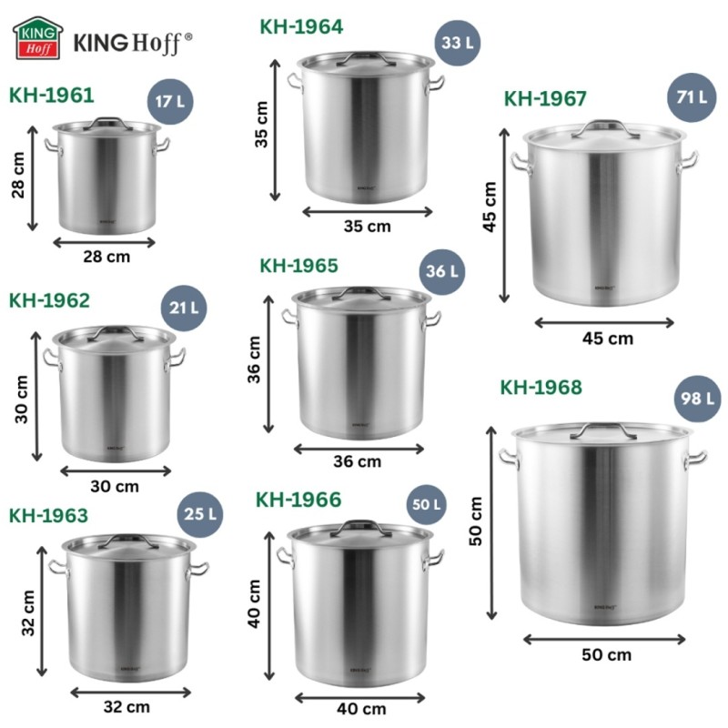 Garnek gastronomiczny z pokrywą stalową 71L KINGHOFF