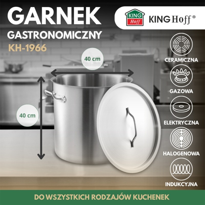 Garnek gastronomiczny z pokrywą stalową 50L KINGHOFF
