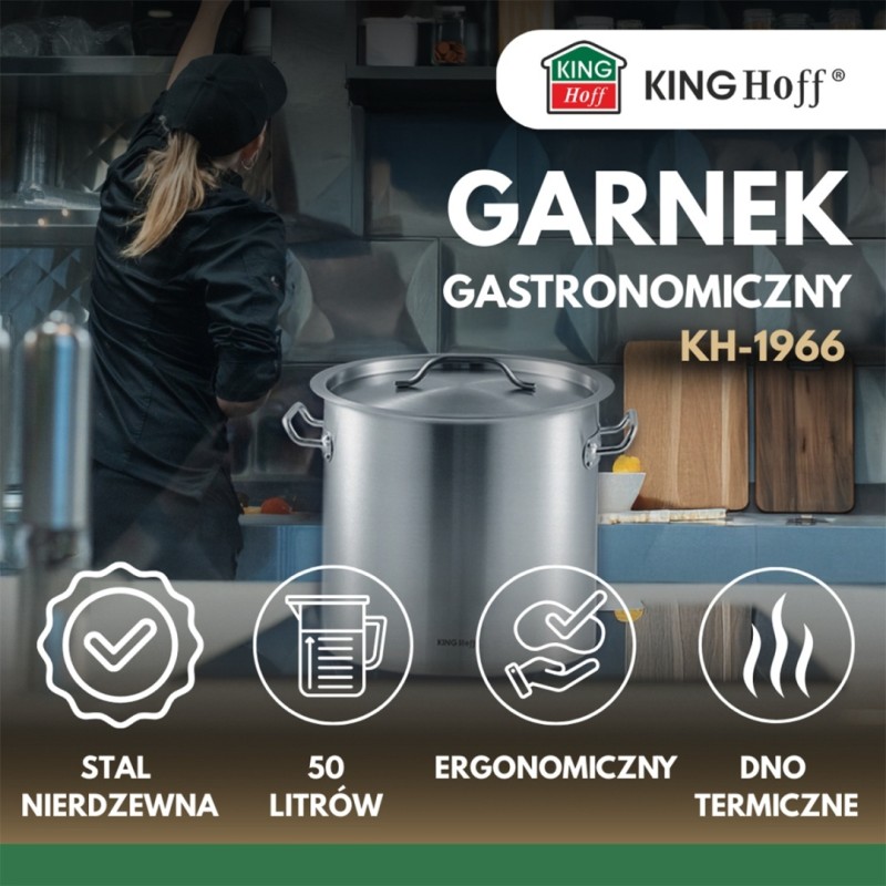 Garnek gastronomiczny z pokrywą stalową 50L KINGHOFF