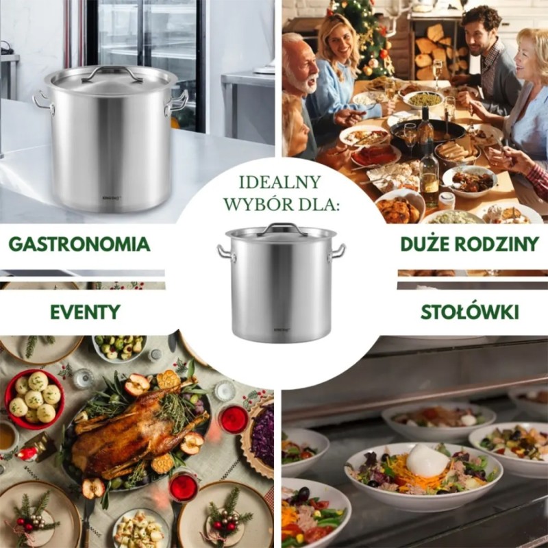 Garnek gastronomiczny z pokrywą stalową 21L KINGHOFF