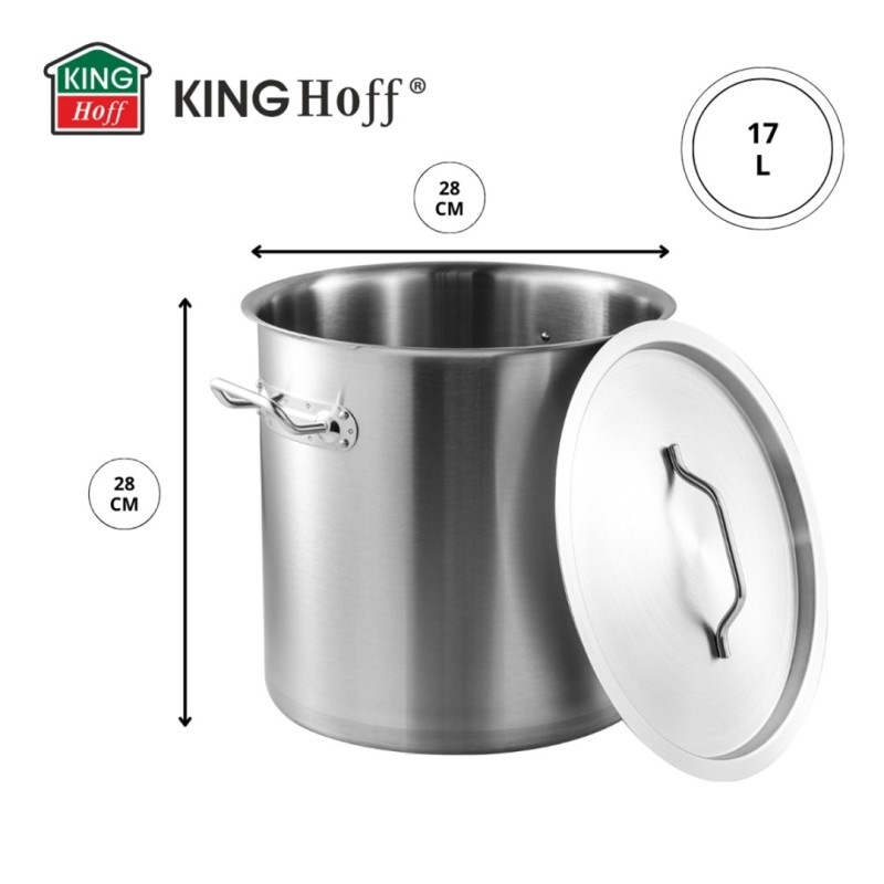 Garnek gastronomiczny z pokrywą stalową 17L KINGHOFF