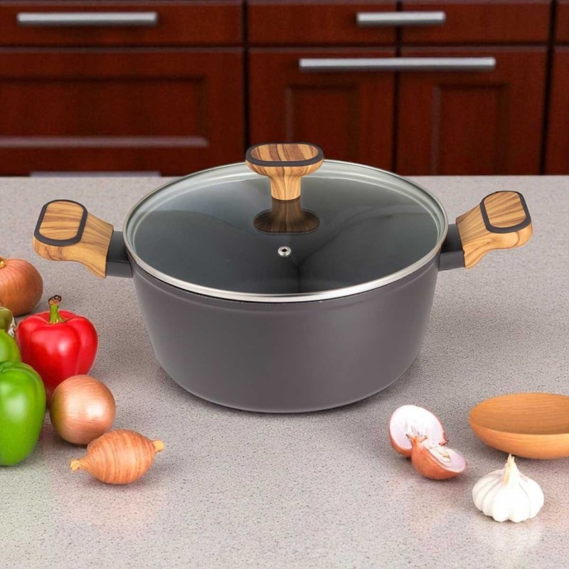 Garnek Multiclad 24cm z pokrywą szklaną BERGNER CHARCOAL
