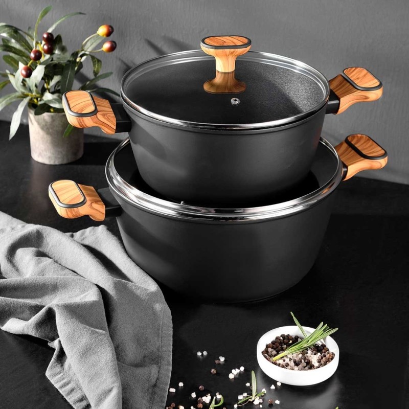 Garnek Multiclad 24cm z pokrywą szklaną BERGNER CHARCOAL