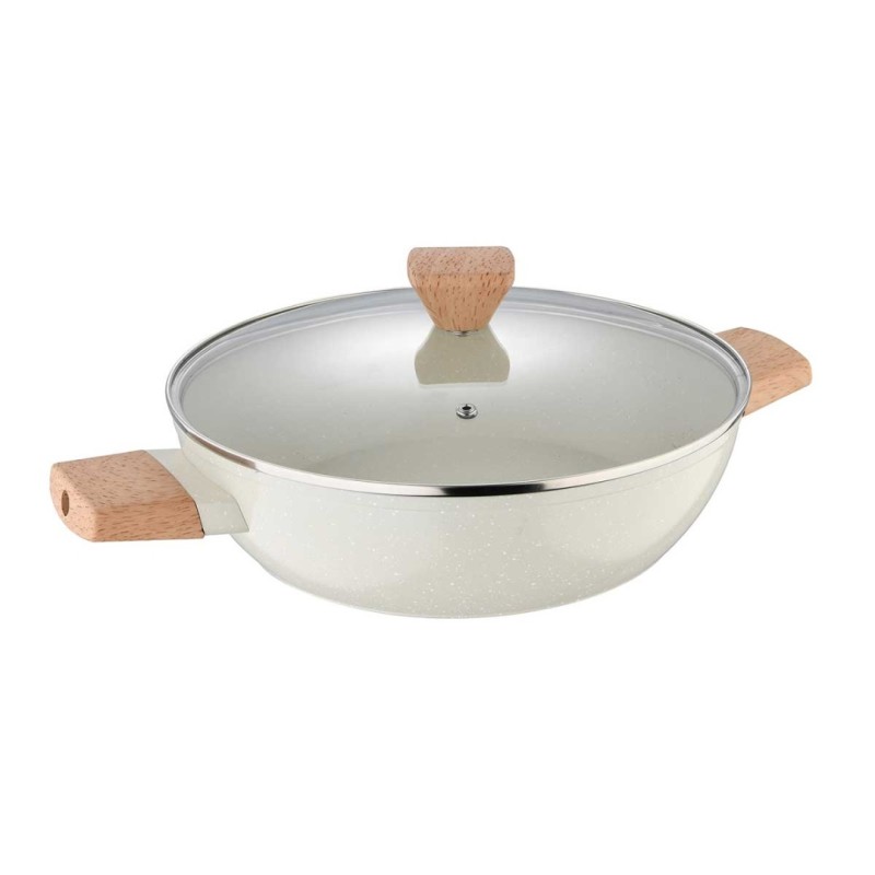 Garnek płaski 3,6l z powłoką marmurkową 28cm z pokrywą BERGNER NATURALLY