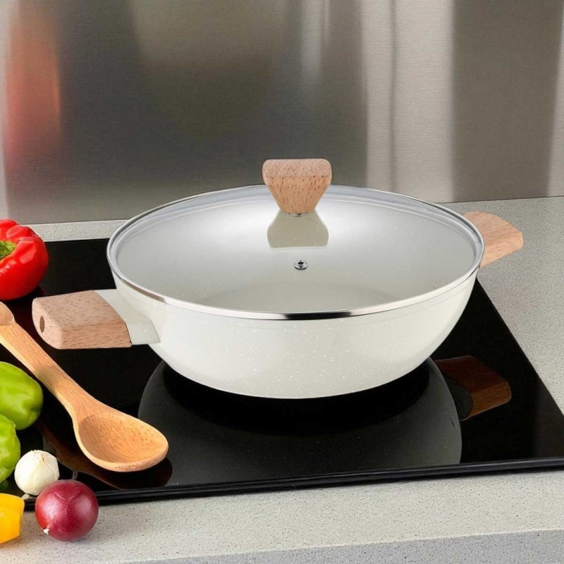 Garnek płaski 3,6l z powłoką marmurkową 28cm z pokrywą BERGNER NATURALLY