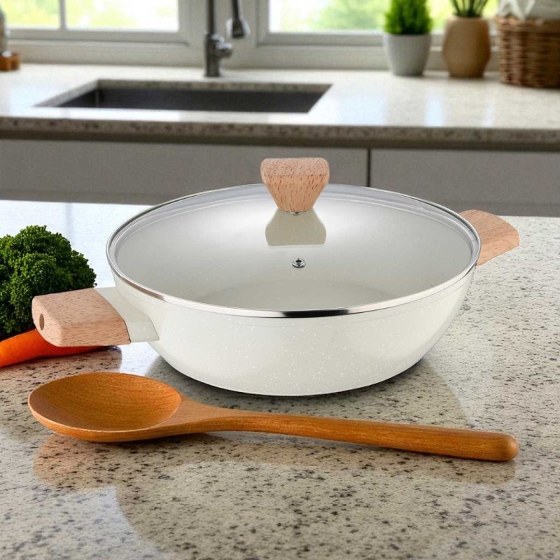 Garnek płaski 3,6l z powłoką marmurkową 28cm z pokrywą BERGNER NATURALLY