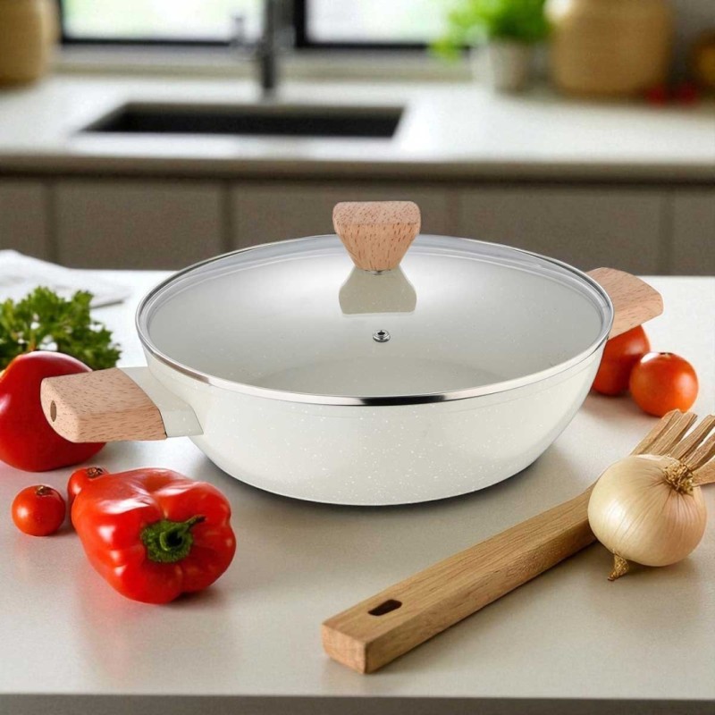 Garnek płaski 3,6l z powłoką marmurkową 28cm z pokrywą BERGNER NATURALLY