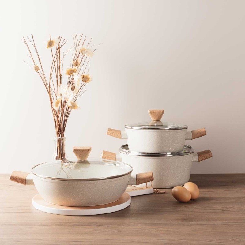 Garnek 2,4l z powłoką marmurkową 20cm z pokrywą BERGNER NATURALLY