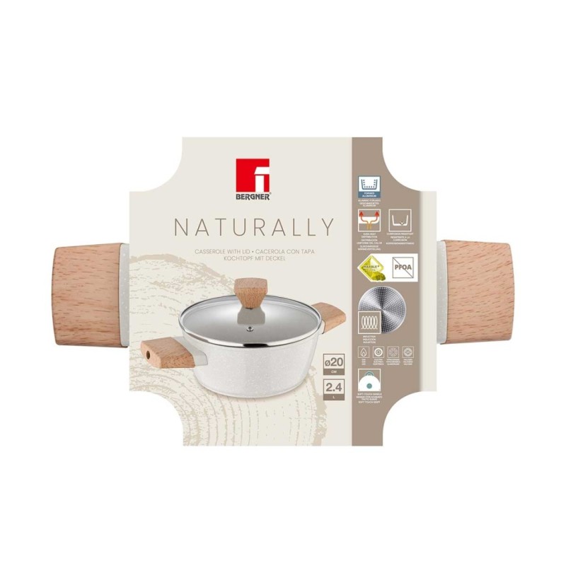 Garnek 2,4l z powłoką marmurkową 20cm z pokrywą BERGNER NATURALLY