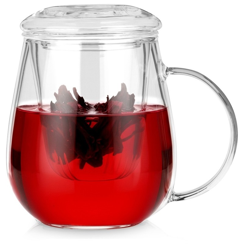 Kubek szklany z zaparzaczem i pokrywą 530ml