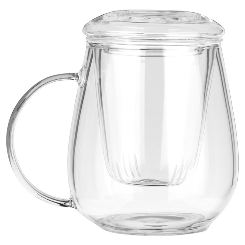 Kubek szklany z zaparzaczem i pokrywą 530ml