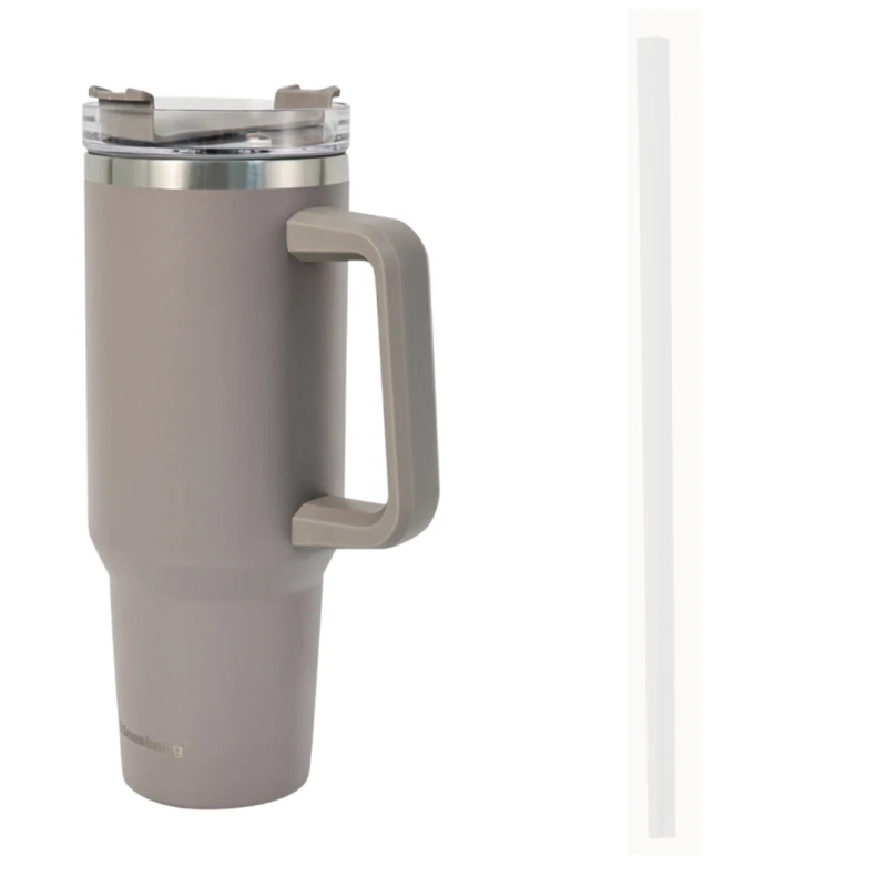 Kubek termiczny stalowy termos z rączką i słomką 1100ml KLAUSBERG szary