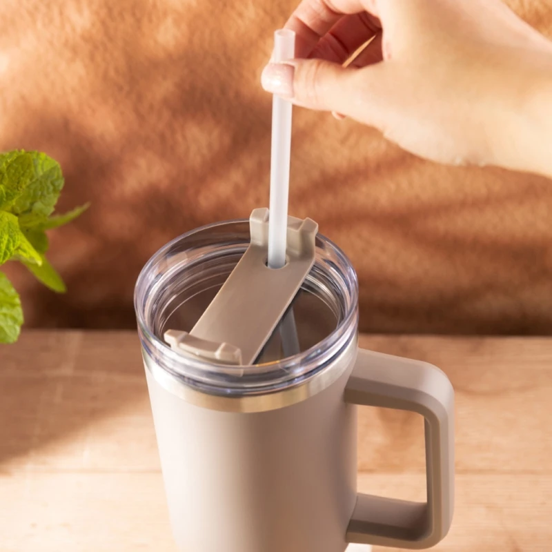 Kubek termiczny stalowy termos z rączką i słomką 1100ml KLAUSBERG szary