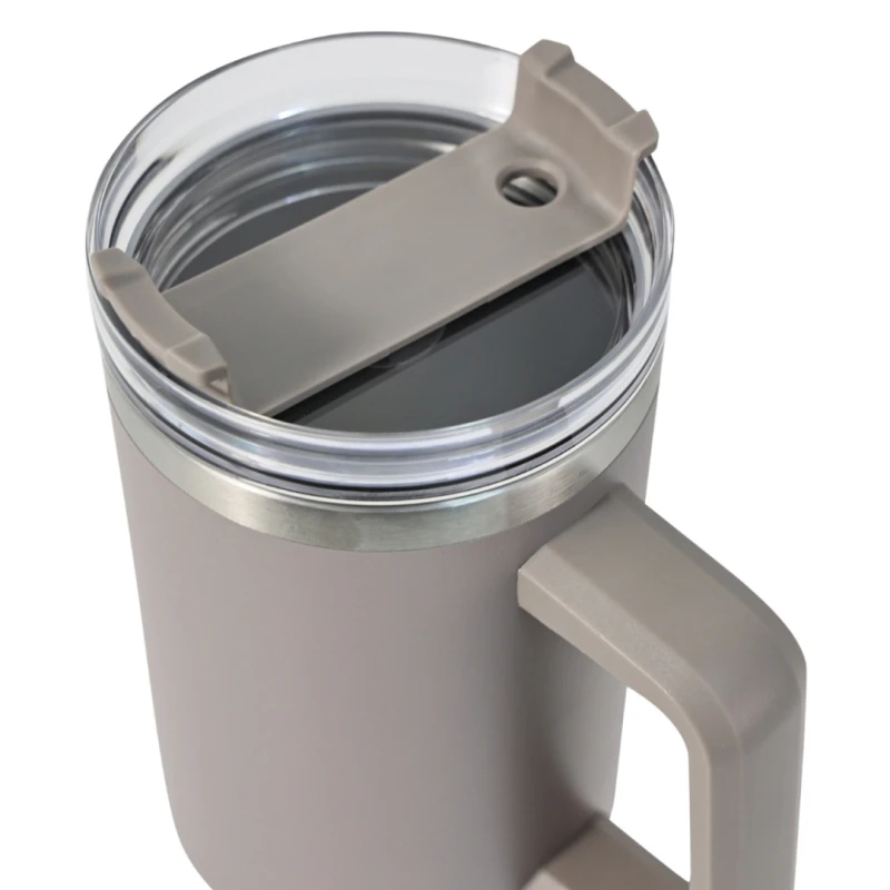 Kubek termiczny stalowy termos z rączką i słomką 1100ml KLAUSBERG szary