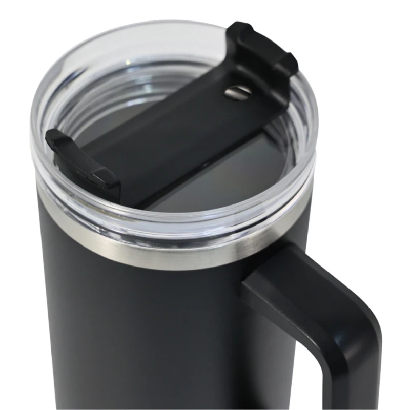 Kubek termiczny stalowy termos z rączką i słomką 1100ml KLAUSBERG czarny