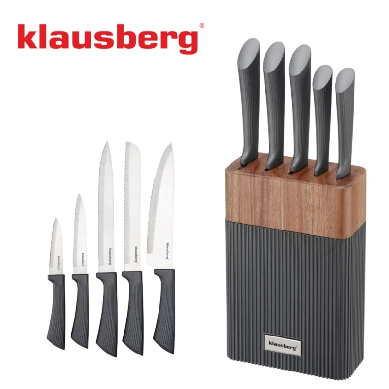 Zestaw 5 noży w bloku akacjowym KLAUSBERG