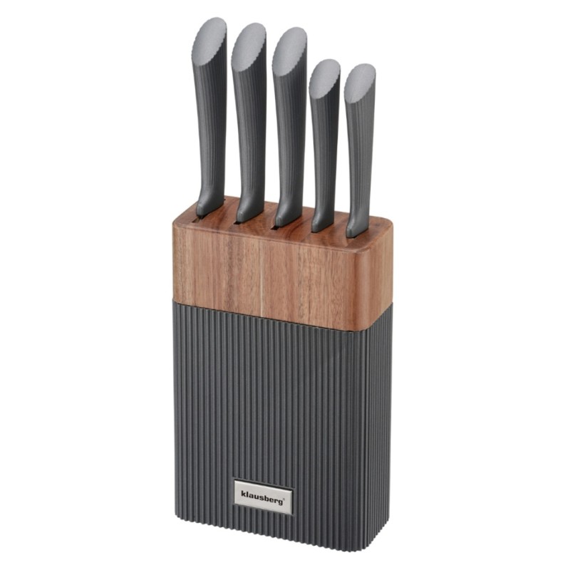 Zestaw 5 noży w bloku akacjowym KLAUSBERG