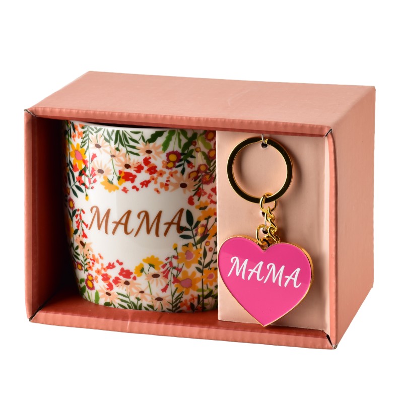 Kubek z brelokiem 350ml 8,5x12x9cm MAMA kwiaty