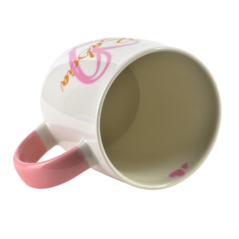 Kubek z brelokiem 350ml 8,5x12x9cm BABCIA różowy