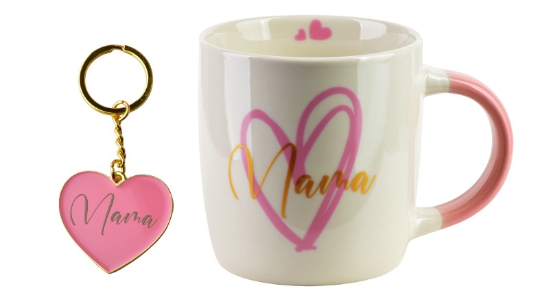 Kubek z brelokiem 350ml 8,5x12x9cm MAMA różowy