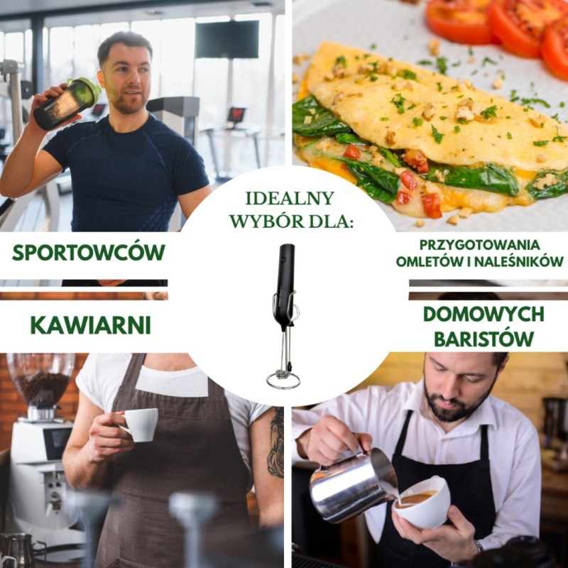Spieniacz do mleka koktaili elektryczny mikser KINGHOFF czarny