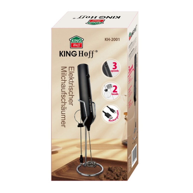 Spieniacz do mleka koktaili elektryczny mikser KINGHOFF czarny