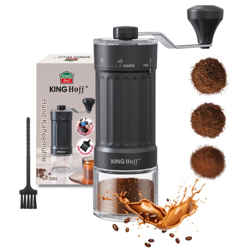 Młynek do kawy ręczny z regulacją KINGHOFF czarny