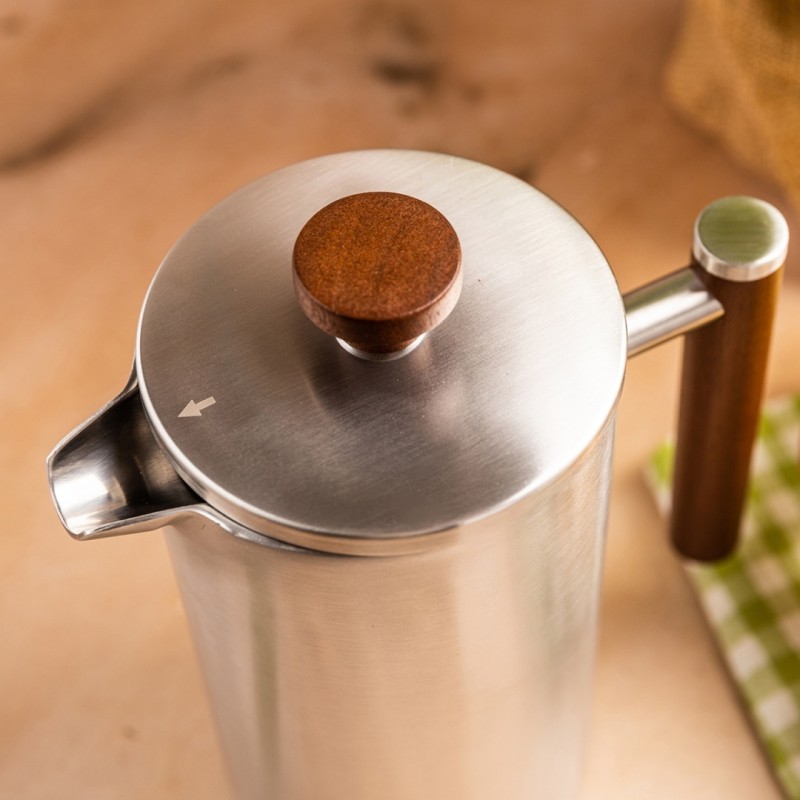 Zaparzacz tłokowy do kawy herbaty stalowy French Press 1L KINGHOFF srebrny