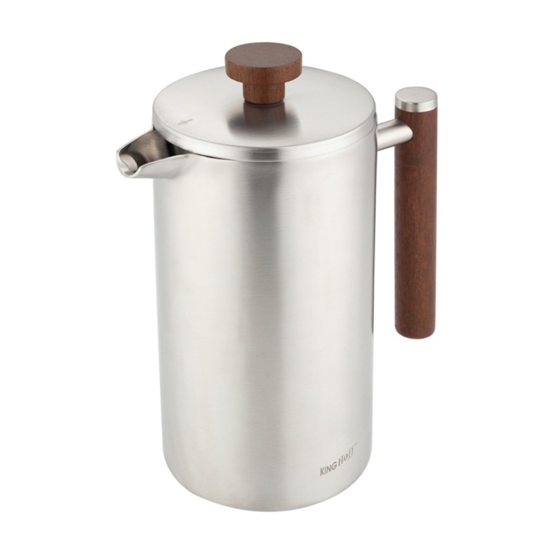 Zaparzacz tłokowy do kawy herbaty stalowy French Press 1L KINGHOFF srebrny