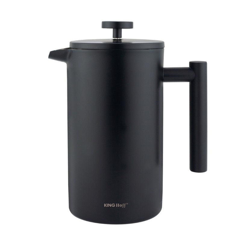 Zaparzacz tłokowy do kawy herbaty stalowy French Press 1L KINGHOFF czarny