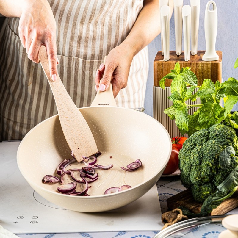 Paterlnia głęboka WOK marmurkowa z pokrywą 28cm KLAUSBERG beżowa