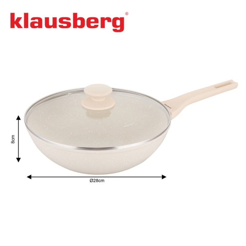 Paterlnia głęboka WOK marmurkowa z pokrywą 28cm KLAUSBERG beżowa