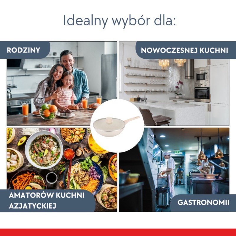 Paterlnia głęboka WOK marmurkowa z pokrywą 28cm KLAUSBERG beżowa