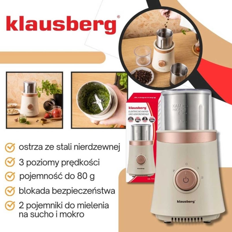 Młynek do kawy przypraw owoców elektryczny KLAUSBERG