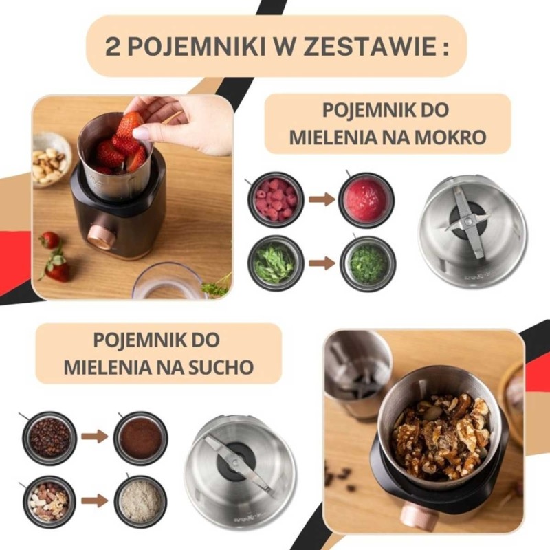 Młynek do kawy przypraw owoców elektryczny KLAUSBERG czarny