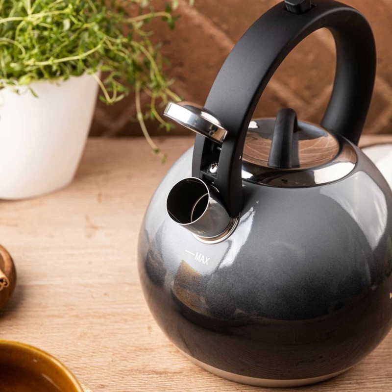 Czajnik stalowy z gwizdkiem 3L KLAUSBERG grafitowy połysk