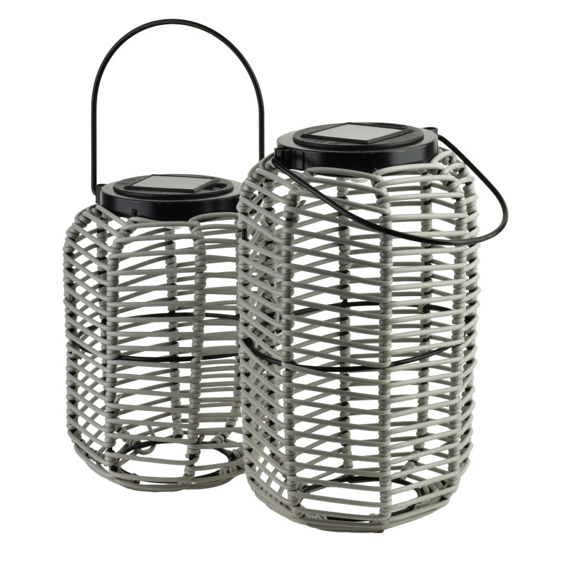 Lampion solarny 15x15x25/36cm SOKKE GREY