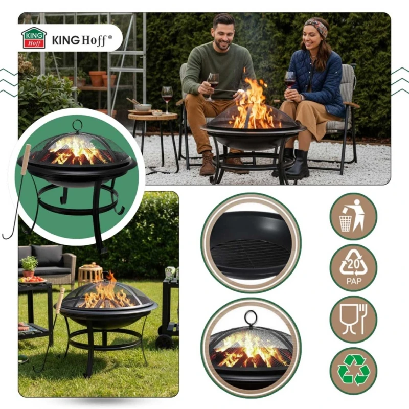 Palenisko ogrodowe z pokrywą GRILL 54 cm Kinghoff