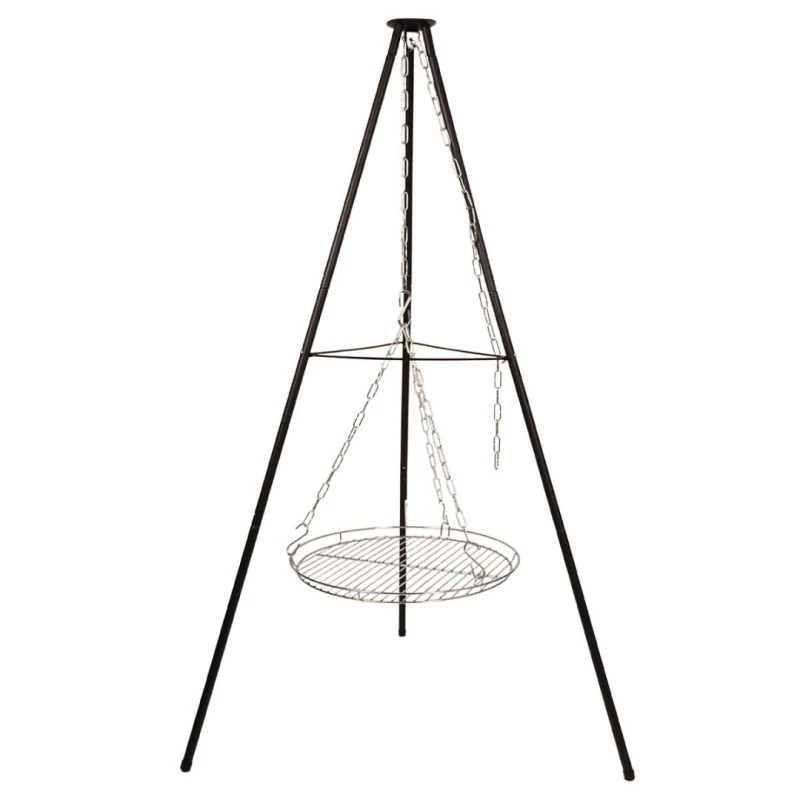 Trójnóg stalowy 150cm z rusztem 50cm grill do palenisk ogrodowych