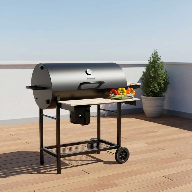 Grill węglowy duży na kółkach z półkami 70x35cm Klausberg