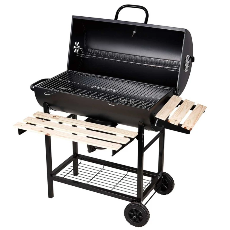 Grill węglowy duży na kółkach z półkami 70x35cm Klausberg