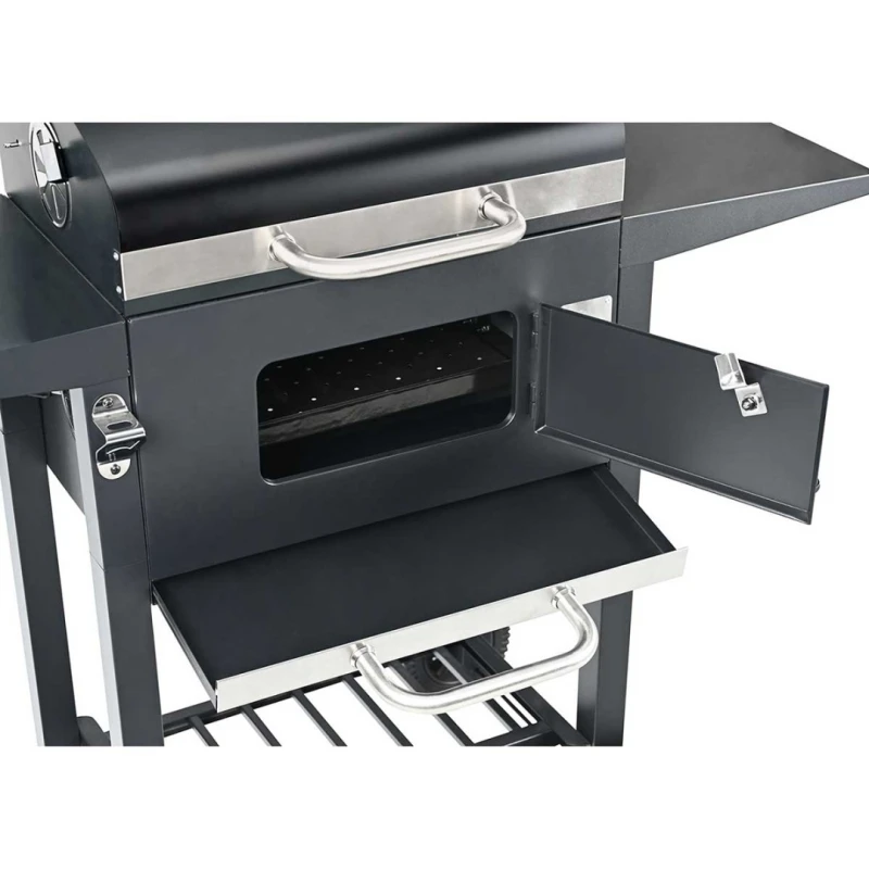 Grill węglowy duży na kółkach z półkami 42x30cm Klausberg
